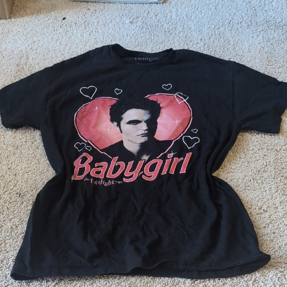 Spencer's Twilight Black and Pink Babygirl Tee